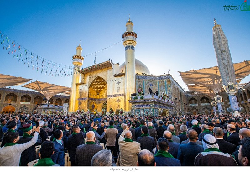 گزارش تصویری مراسم رونمایی از گلدسته حرم امیرالمؤمنین (ع) در روز ولادت ایشان